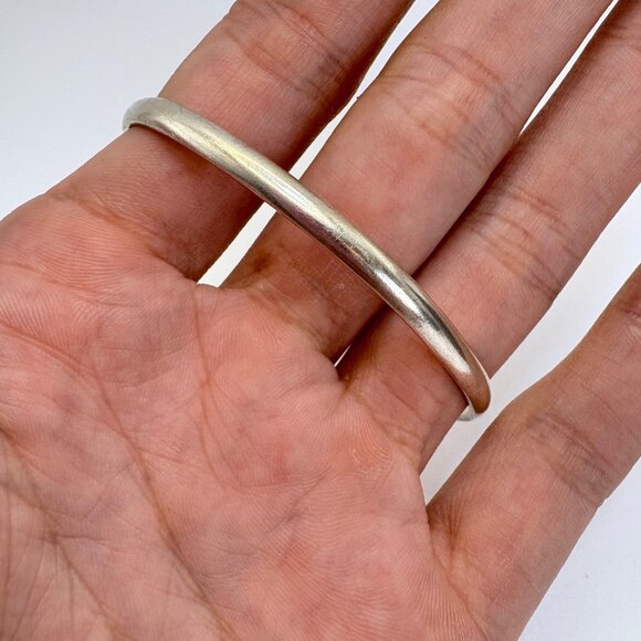 VTG Sterling Silver 925 Thin Half Round Open Cuff Bracelet Size 7.5" Fit - Picture 5 of 9